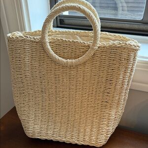 Elegant Cream Woven Tote Bag